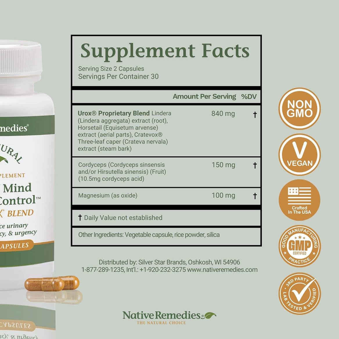 Native Remedies Bladder Control Supplements - Peace of Mind with Urox - Bladder Support for Women & Men, for Overactive Bladders Health - Reduce Nighttime Urination - Non-GMO Vegan Capsules (60 Count) Native Remedies uk supplements