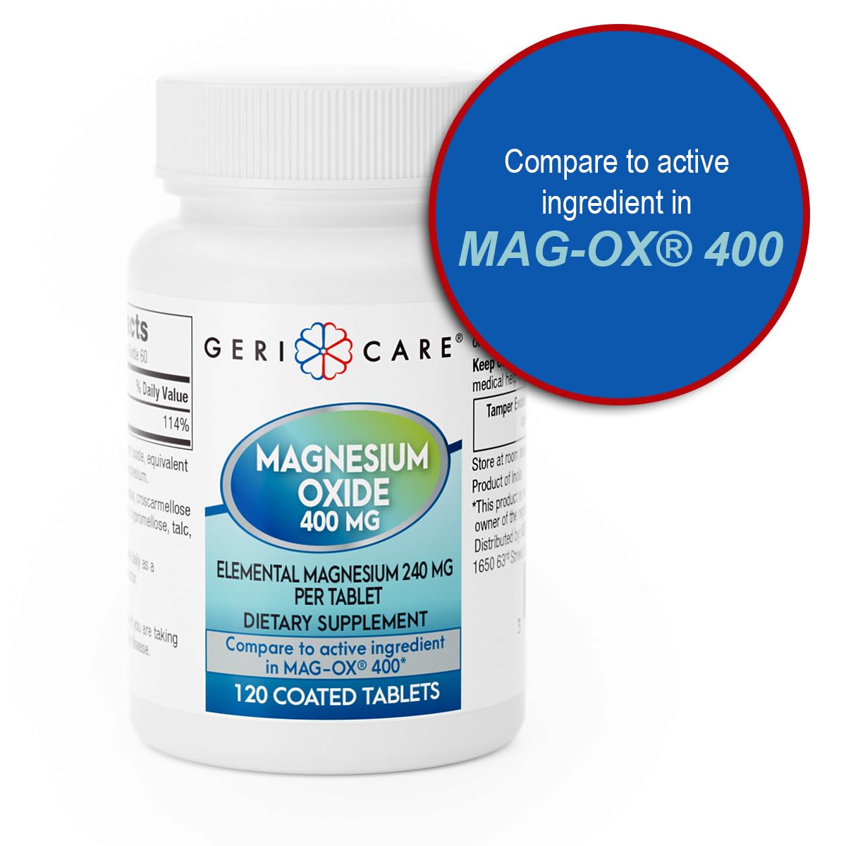 GeriCare Magnesium Oxide Supplement 240 mg of Elemental Magnesium, 120 Tablets, Essential Mineral Support, Promotes Vascular Health, Bone Strength, and Muscle Function (Pack of 1) GeriCare uk supplements