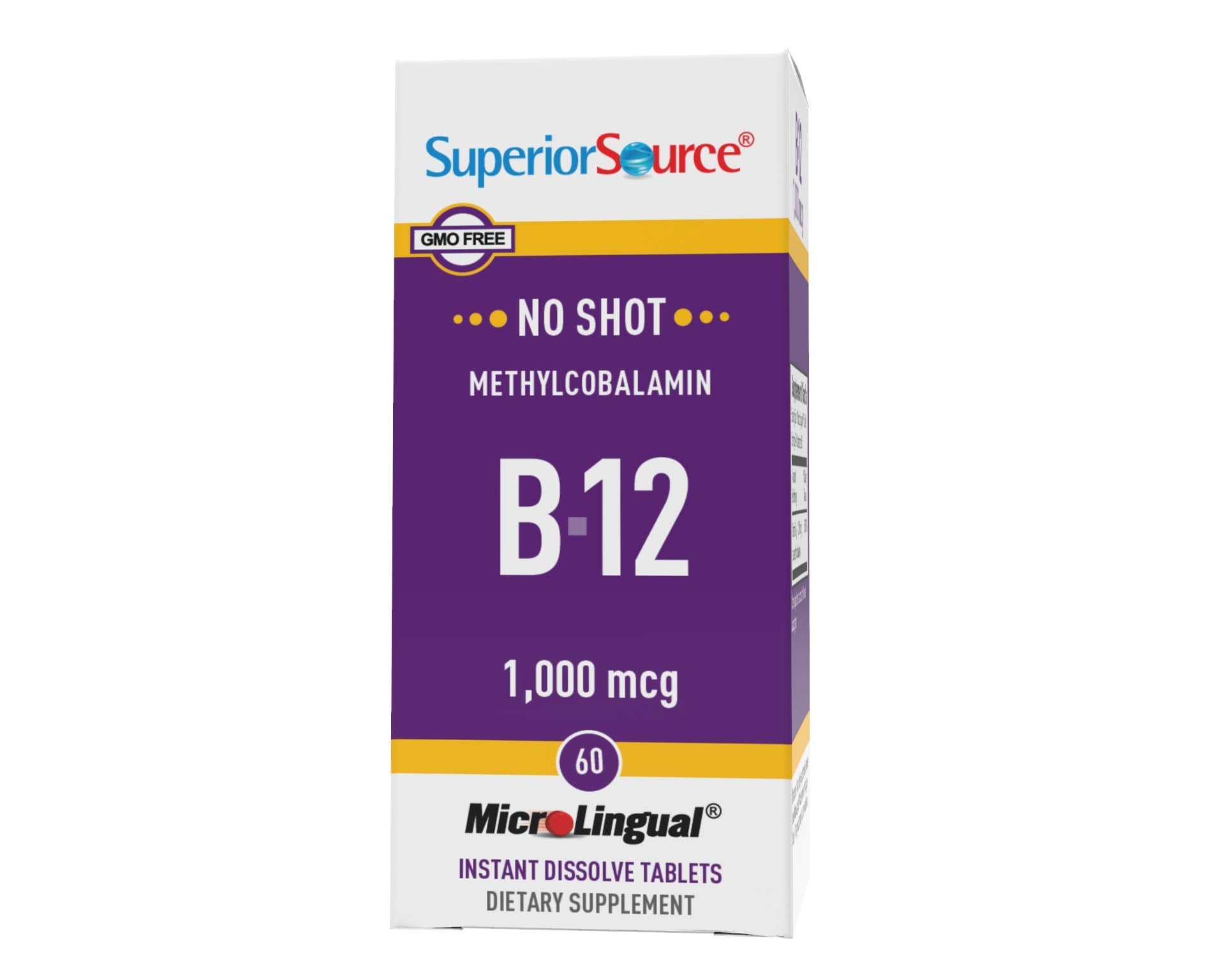 Superior Source No Shot Vitamin B12 Methylcobalamin 1000 mcg, Quick Dissolve MicroLingual Superior Source uk supplements