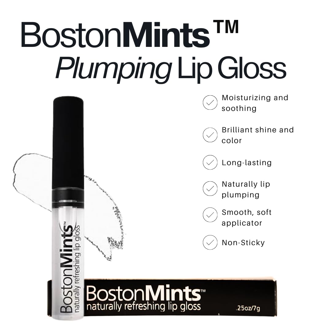 Healthy, Naturally Lip Plumping Clear LipGloss, Southie Pout (.25oz) - Vegan, Plant-Based ingredients. Cooling Mint Enhances Fullness, while Avocado Oil and Jojoba provides lasting Hydration. Boston Mints uk supplements