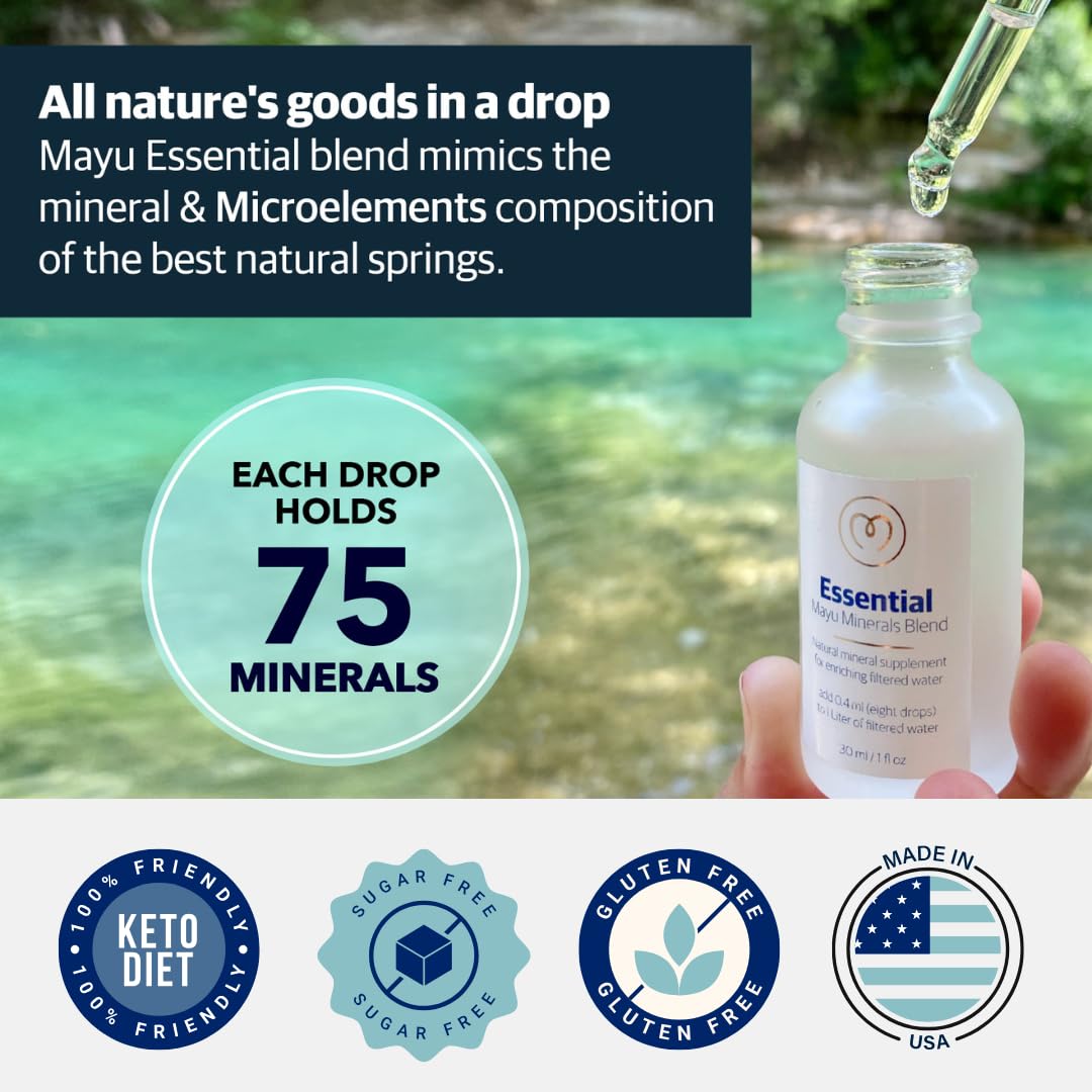 MAYU Trace Mineral Drops - 3 Bottles - 80+ Full-Spectrum Ionic Minerals for Water - Great-Tasting Mineral Supplement for Hydration - Magnesium, Potassium & Zinc - No Additives - 90 Servings mayu uk supplements