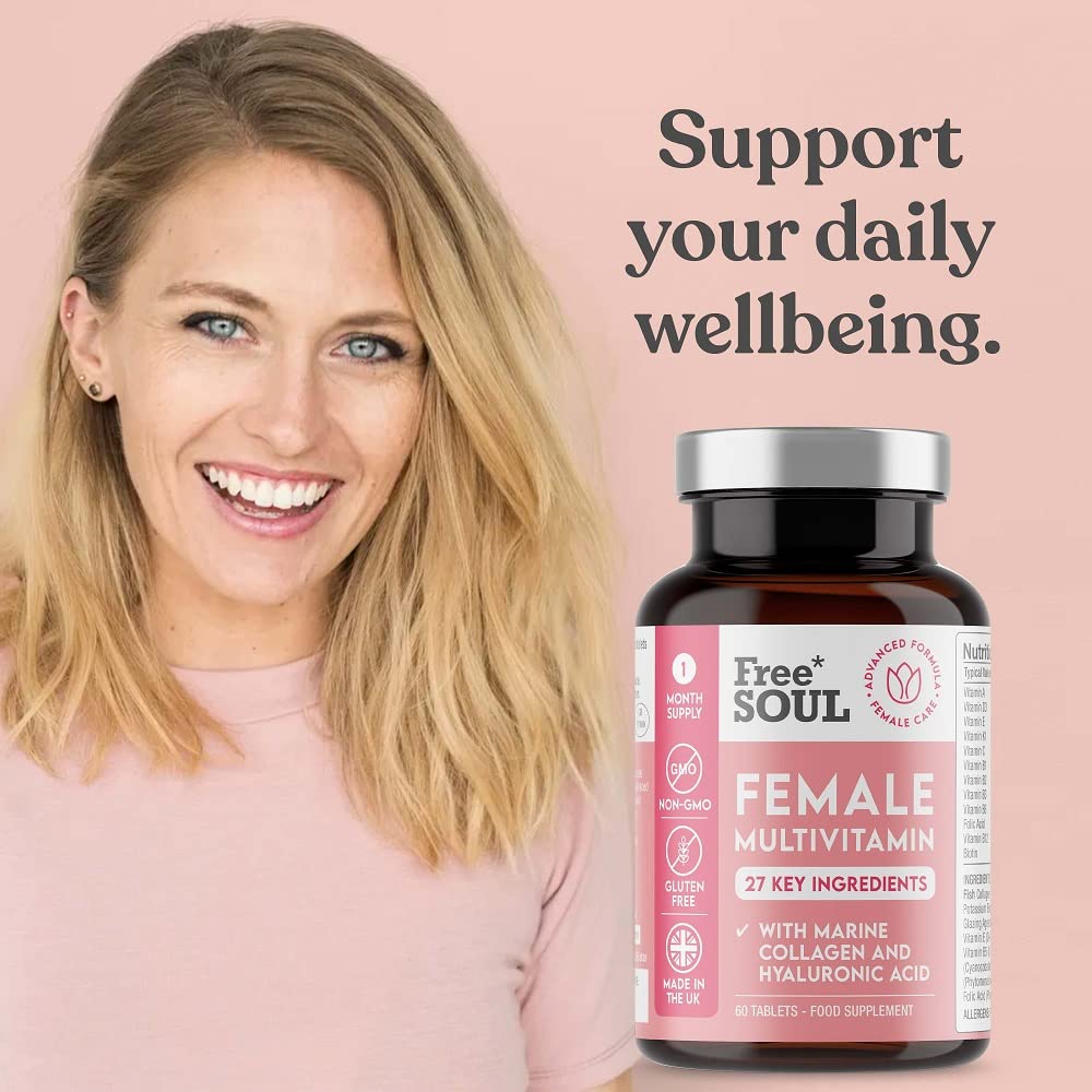 Women's Multivitamins and Minerals with Collagen & Hyaluronic Acid - 27 Essential Free Soul uk supplements