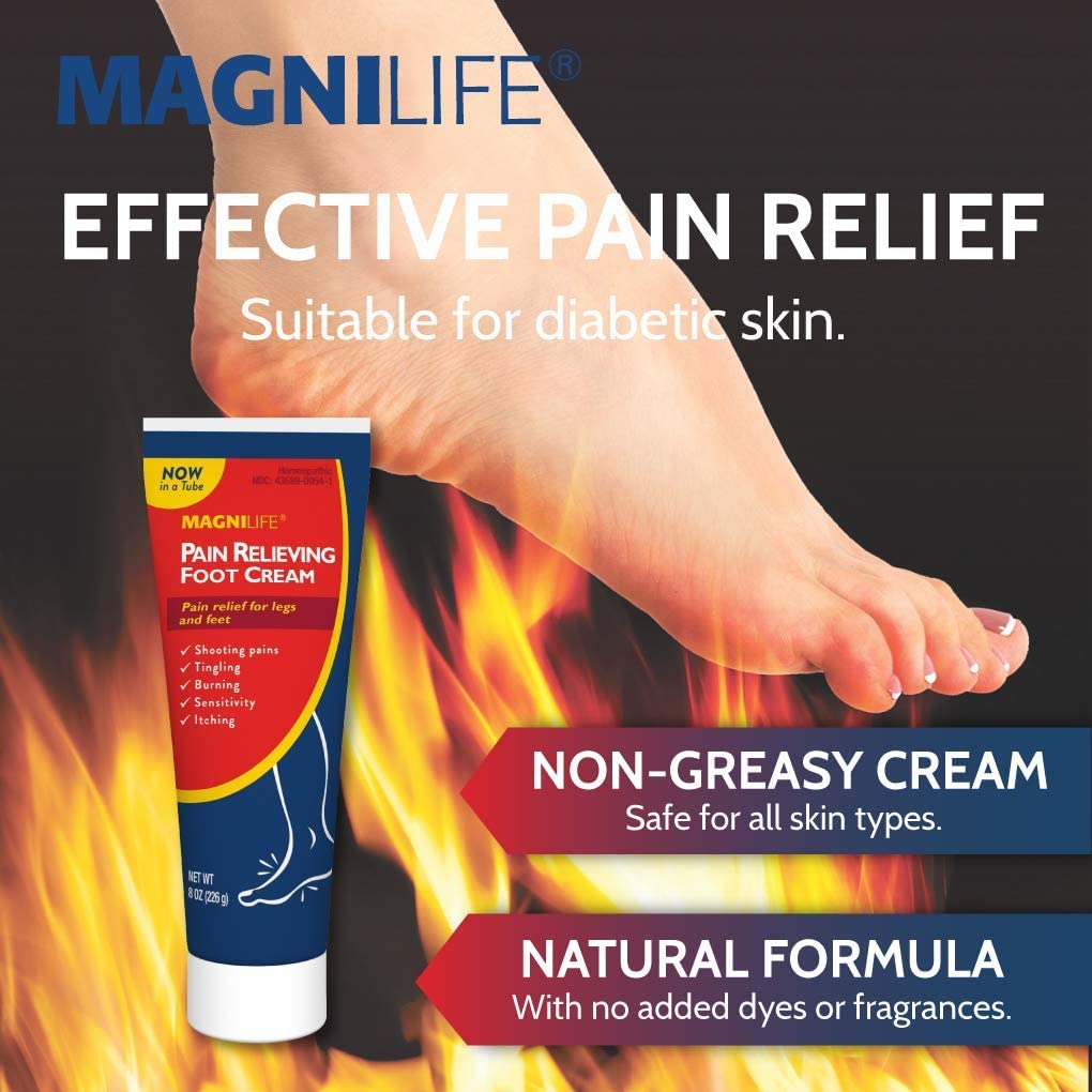 MagniLife Pain Relieving Foot Cream, 4 oz Tube, Soothing Relief for Soreness, Pain, Burning, Tingling, Itching or Sensitivity in Feet & Legs, Moisturizing & Hydrating Foot Cream, No Petroleum MagniLife uk supplements