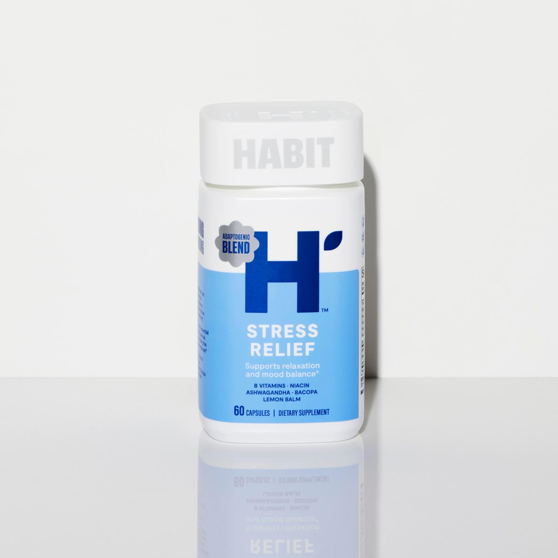 Habit Stress Relief Supplement (60 Capsules) - New Look, Supports Relaxation & Mood Balance, Vitamin B, Adaptogens, Lemon Balm, Calming, Vegan, Non-GMO (1 Pack) H' Habit uk supplements