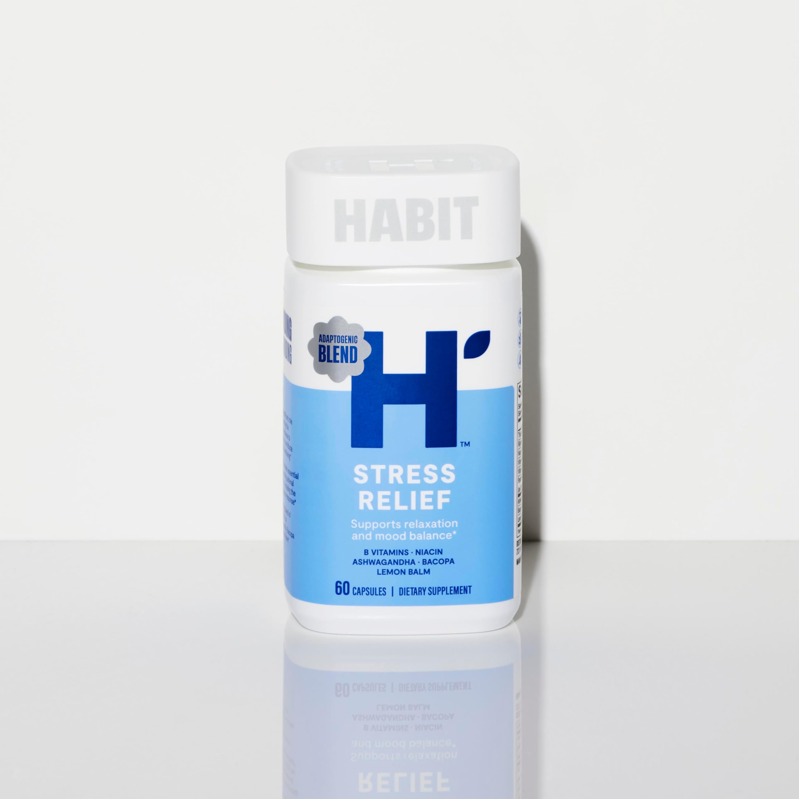Habit Stress Relief Supplement (60 Capsules) - New Look, Supports Relaxation & Mood Balance, Vitamin B, Adaptogens, Lemon Balm, Calming, Vegan, Non-GMO (1 Pack) H' Habit uk supplements