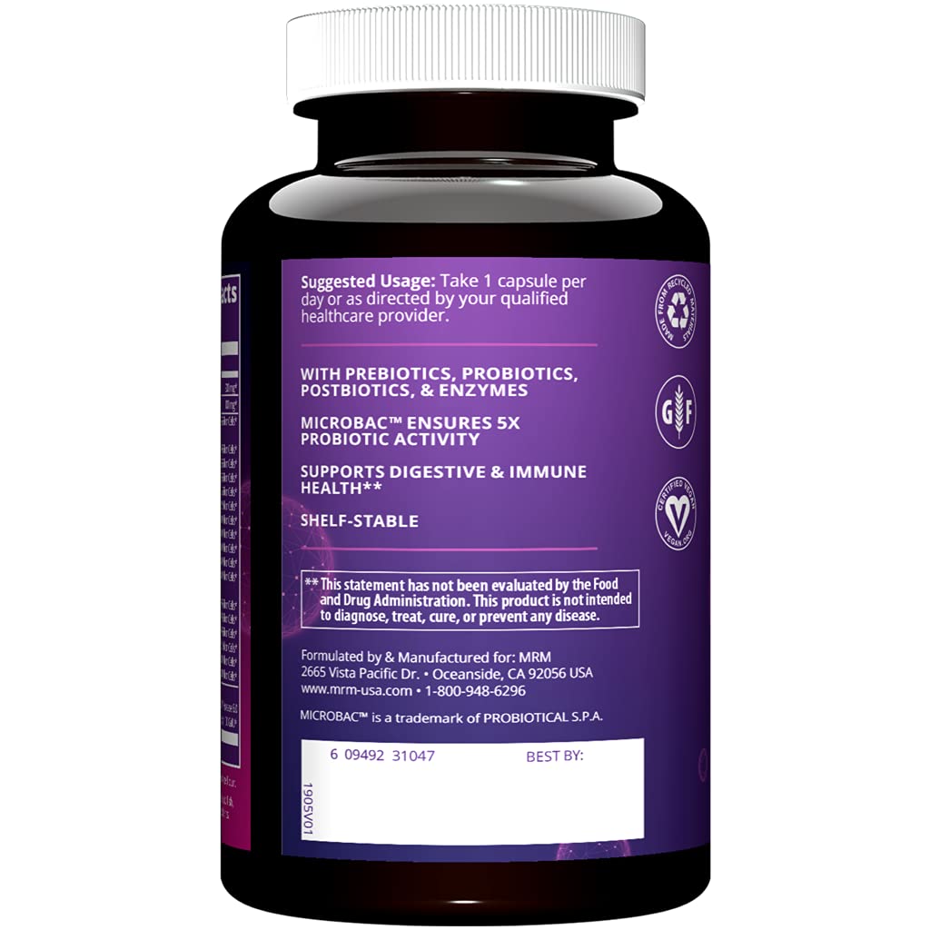 MRM Nutrition Extra Strength Probiotics - Supports Intestinal, GI, & Immune Health for Women & Men, Prebiotic, Probiotic, & Postbiotic Supplement, 25 Billion Cells & 16 Strains, Vegan - 30 Servings MRM uk supplements