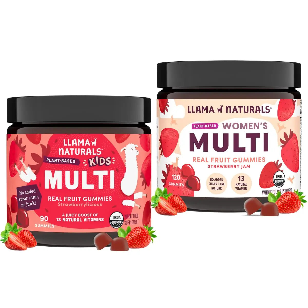 Llama Naturals Real Fruit Multivitamin Gummies | Kids & Women's Whole Food-Based Vitamins | No Added Cane Sugar | Llama Naturals uk supplements