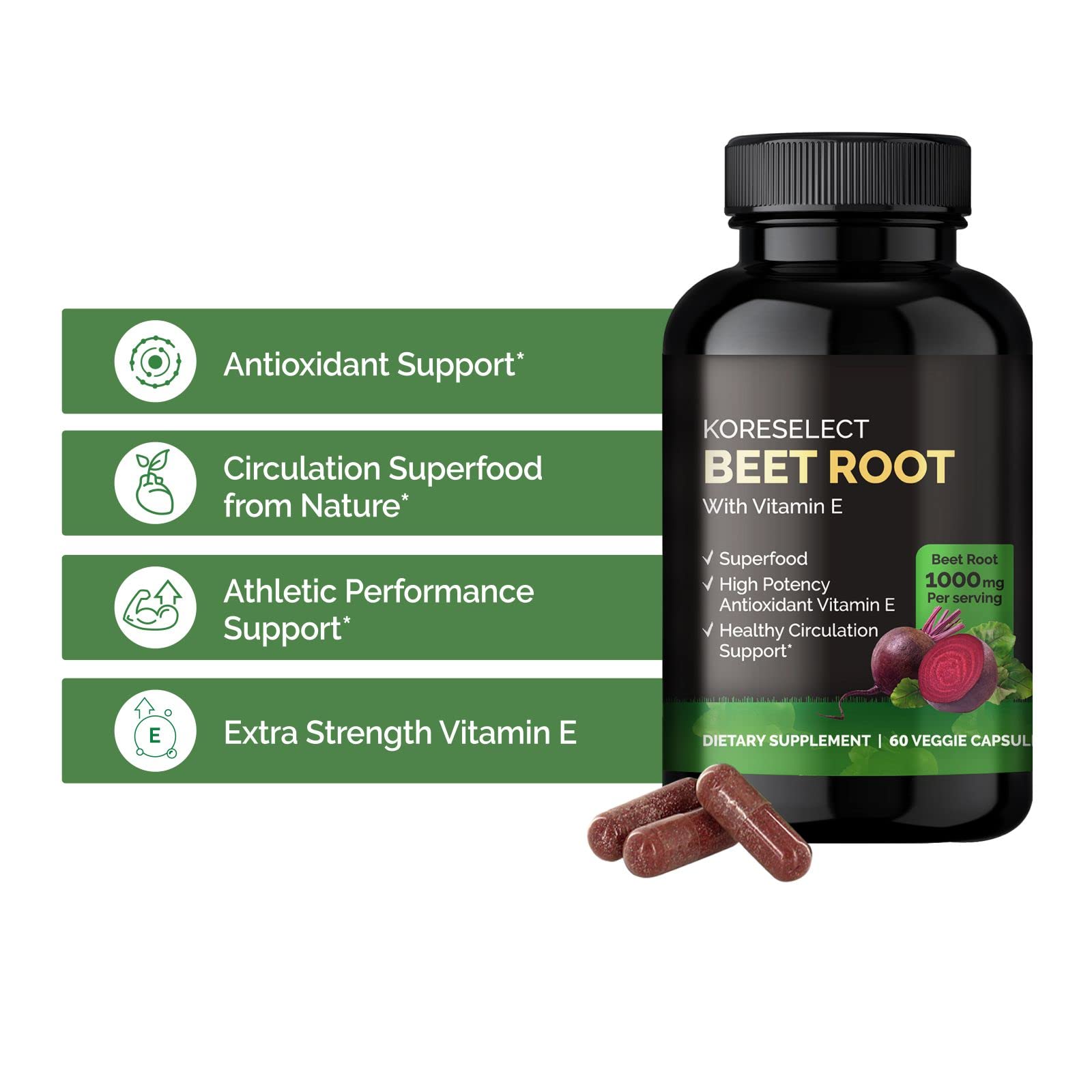 KORESELECT Beet Root & Tart Cherry Capsules 16,000mg Capsules Bundle for Nitric Oxide KORESELECT uk supplements