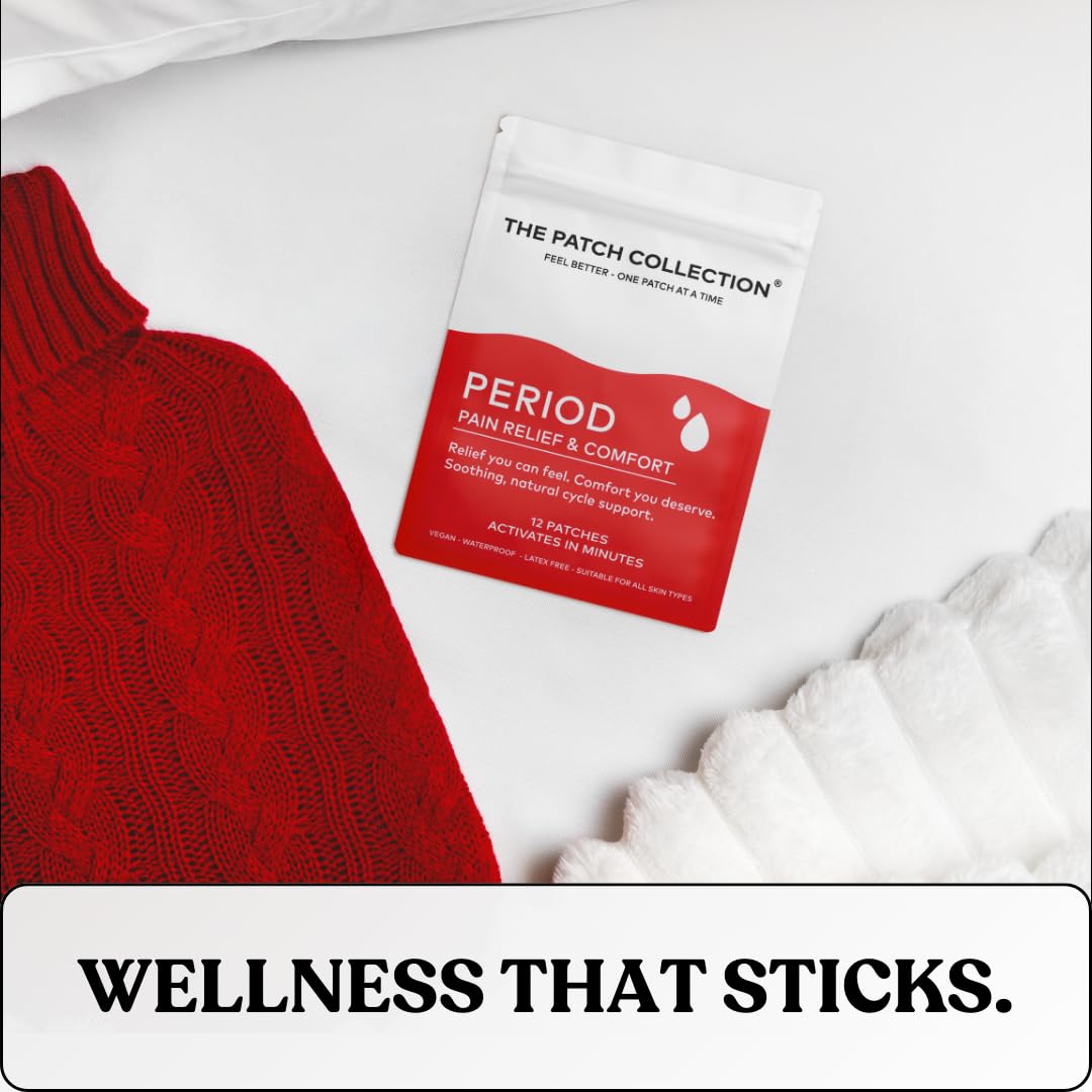 The Patch Collection® – Period Pain Relief Patch | Menthol, Turmeric, Valerian Root, Green Tea, Pomegranate Oil (Pack of 12) The Patch Collection uk supplements
