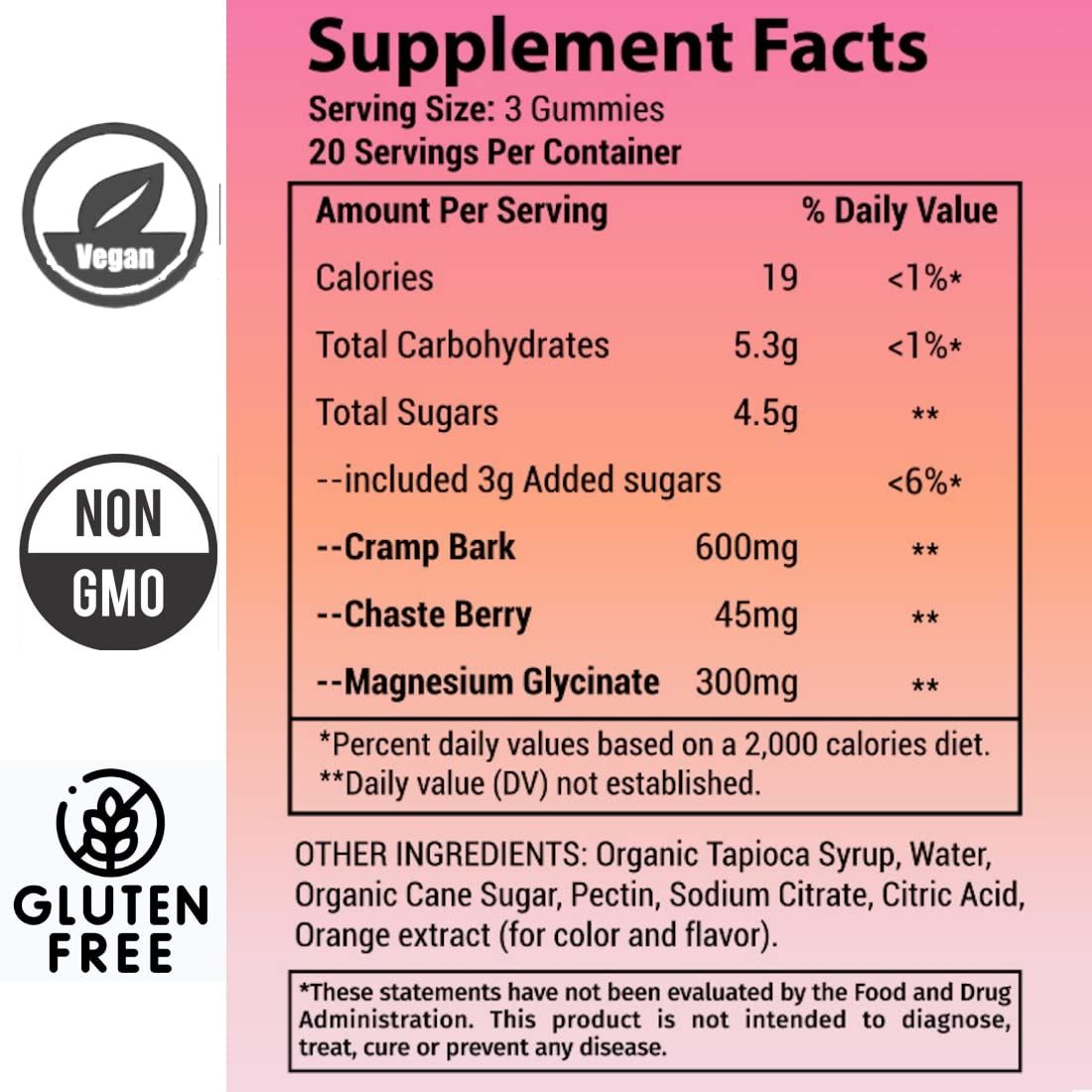 HEMPWAY Menstrual Gummies for Women May Help Support Bloating, Period Relief | Plant-Based | Cramp Bark, Magnesium, Chaste Berry | Vegan | Orange 60ct HEMPWAY uk supplements