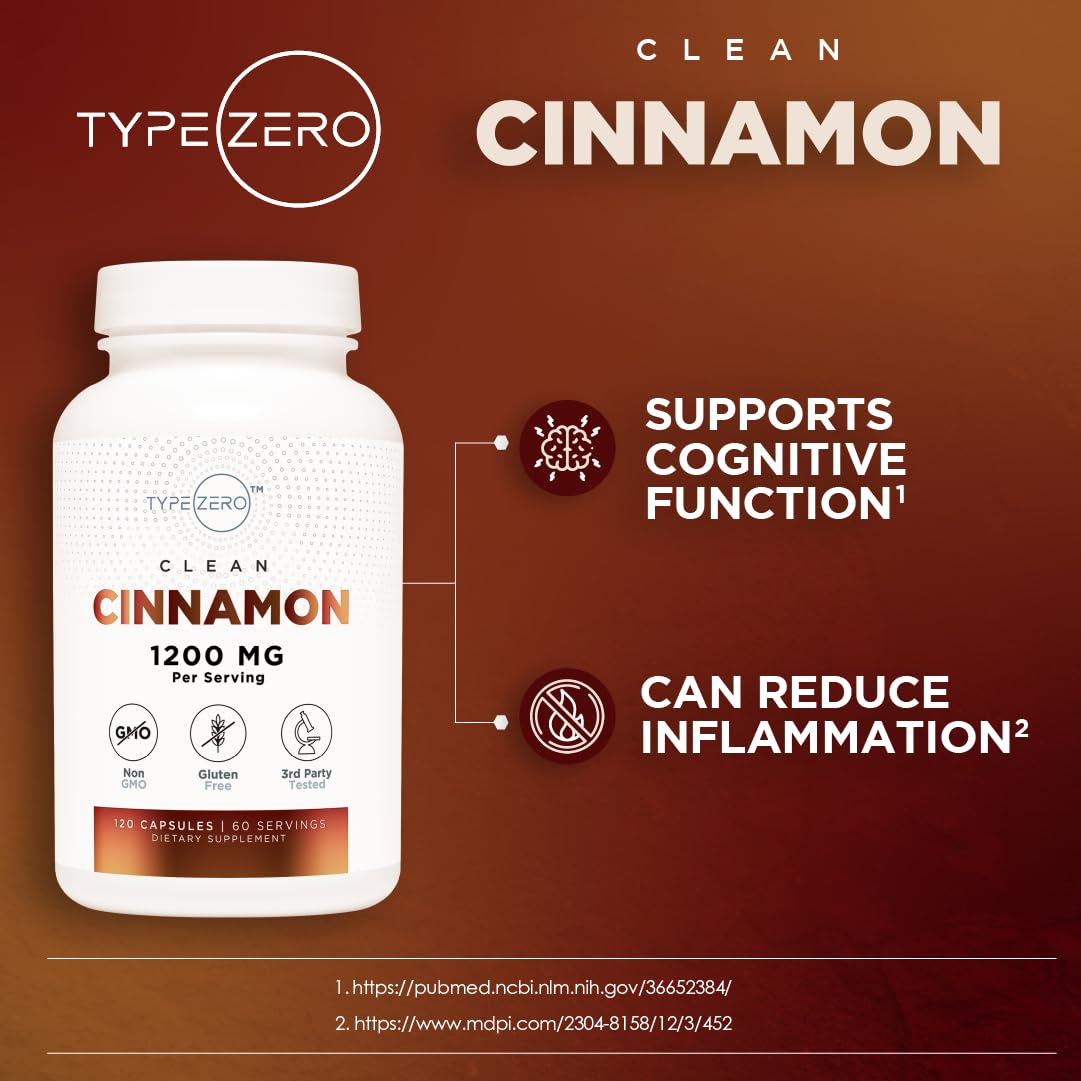 Type Zero Ceylon Cinnamon Capsules (1200mg | 120 Capsules) - Natural, Non-GMO, Gluten Free, Organic Cinnamon Bark Supplement Type Zero uk supplements