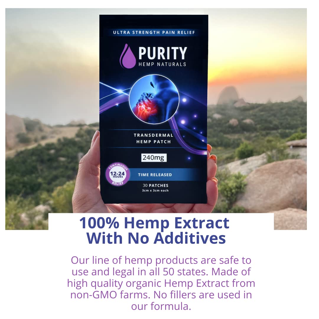 Purity Hemp Naturals Body Discomfort Patch 240 mg - 30 ct (8 mg ea.) Lasts 24 Hours. Sweat & Water Resistant. Convenient & Discreet. For Use On Any Part Of The Body. Plant-Based Extended-Release Patch Purity Hemp Naturals uk supplements