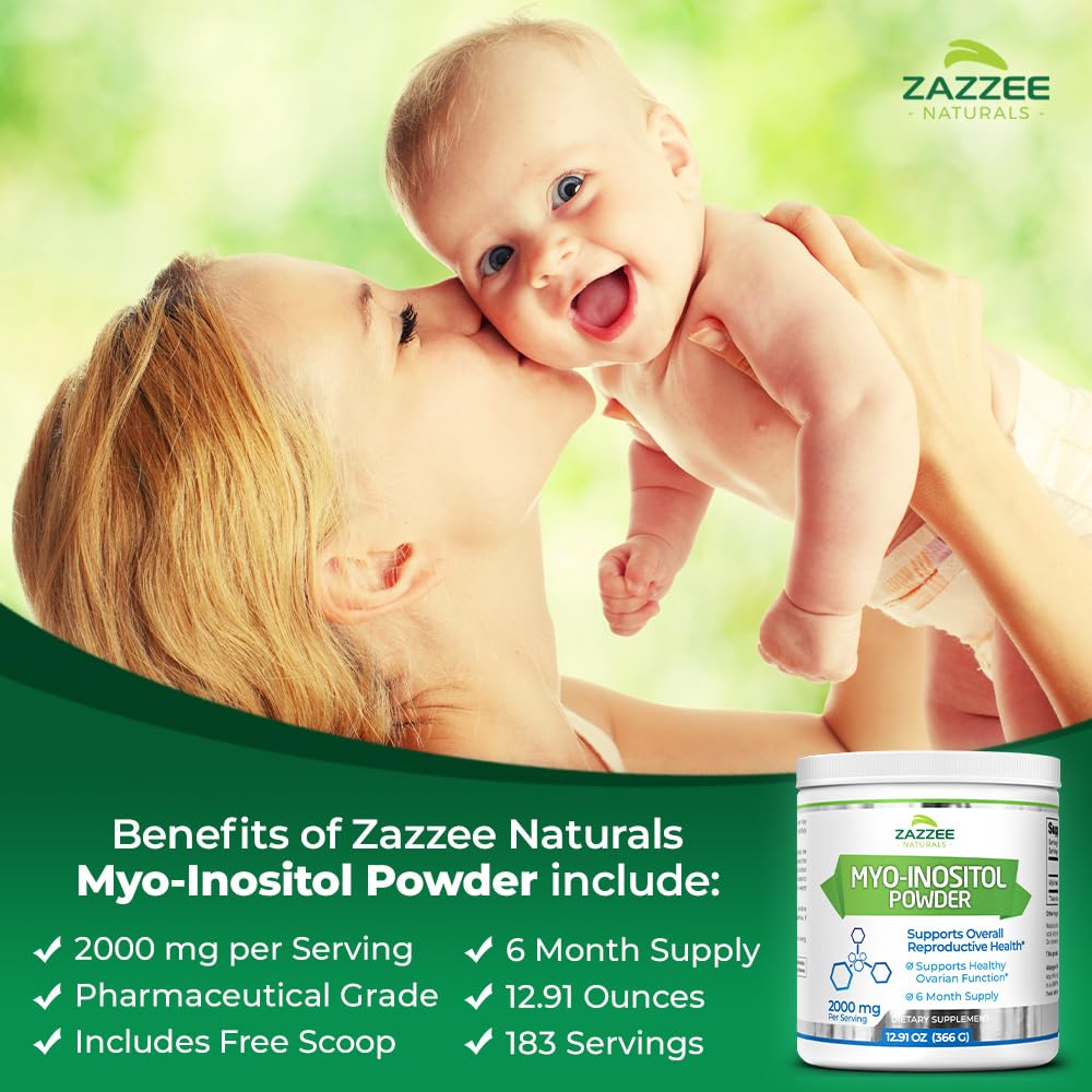 Zazzee Myo-Inositol Powder, 6 Month Supply, 183 Servings, 2000 mg per Serving Zazzee uk supplements