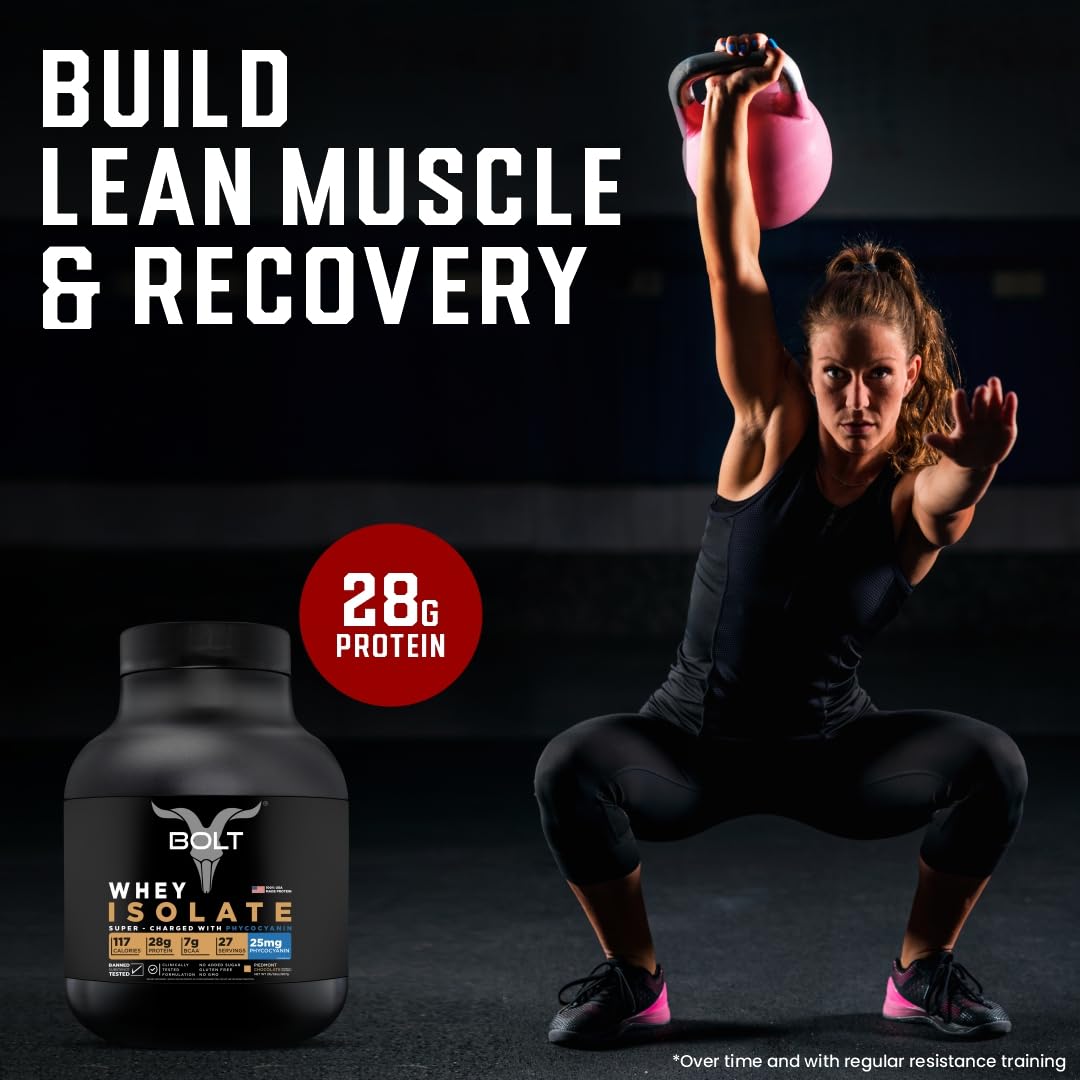 Bolt Nutrition Whey Isolate Protein Powder | with Superfood Phycocyanin | Muscle Strength Bolt Nutrition uk supplements
