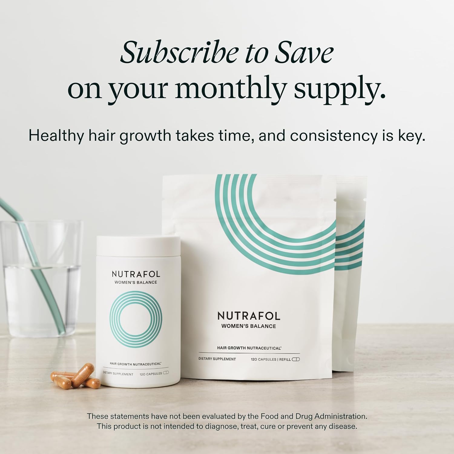 Nutrafol Women's Balance Hair Growth Supplements, Ages 45 and Up, Clinically Proven for Visibly Thicker Hair and Scalp Coverage in 3-6 Months, Dermatologist Recommended - 1 Month Supply Refill Pouch Nutrafol uk supplements