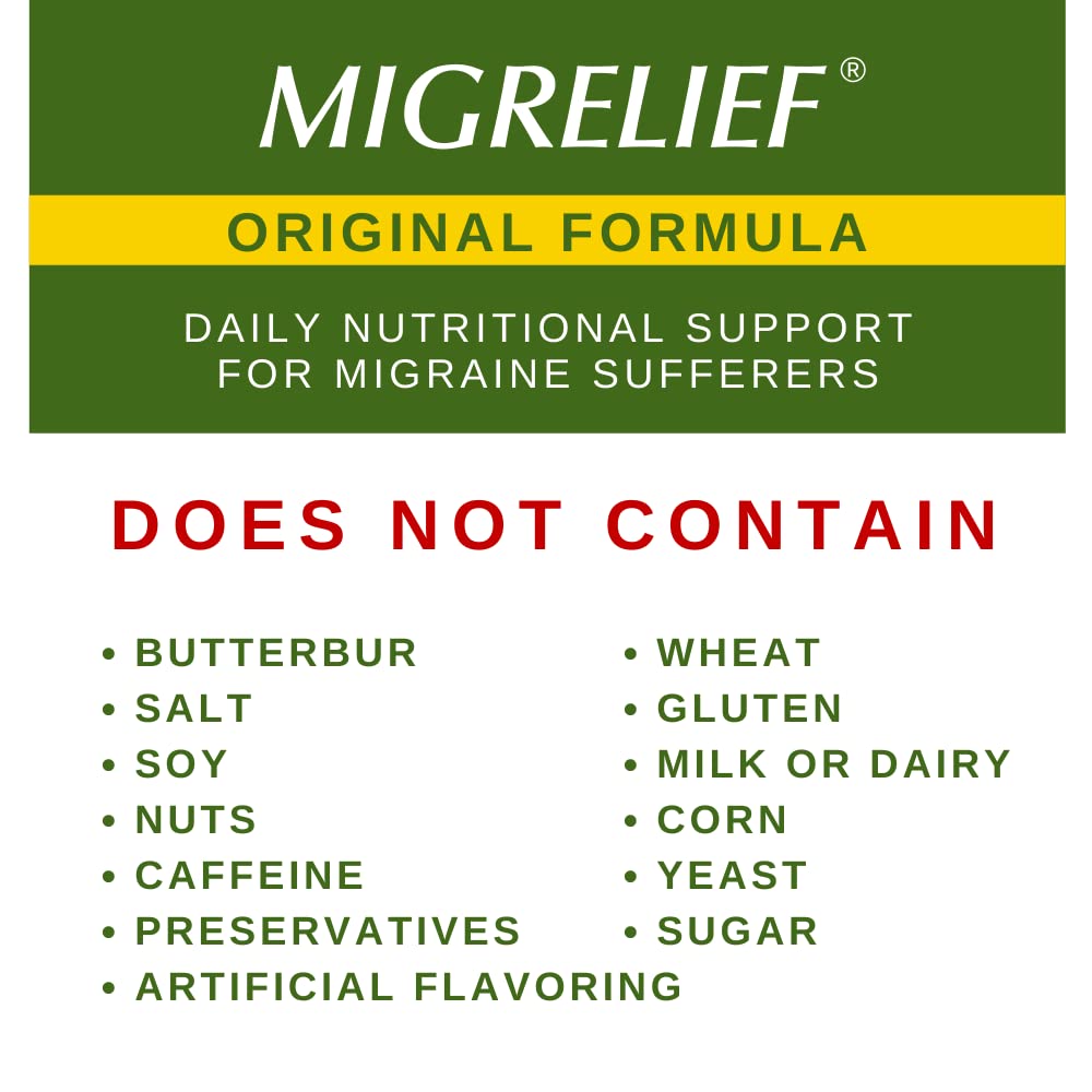 MigreLief Original Triple Therapy with Puracol - Nutritional Support for Migraine Sufferers - 60 Caplets/1 Month Supply MigreLief uk supplements
