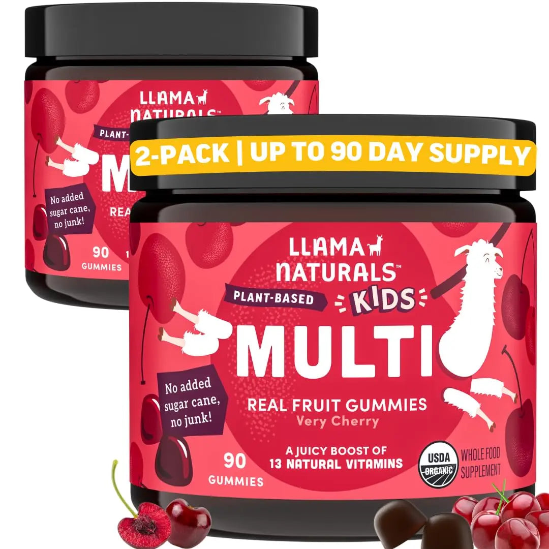 Llama Naturals Kids Multivitamin Gummies | Real Fruit, No Added Sugar Cane | Organic Vegan Toddler Whole Food Vitamins | Llama Naturals uk supplements