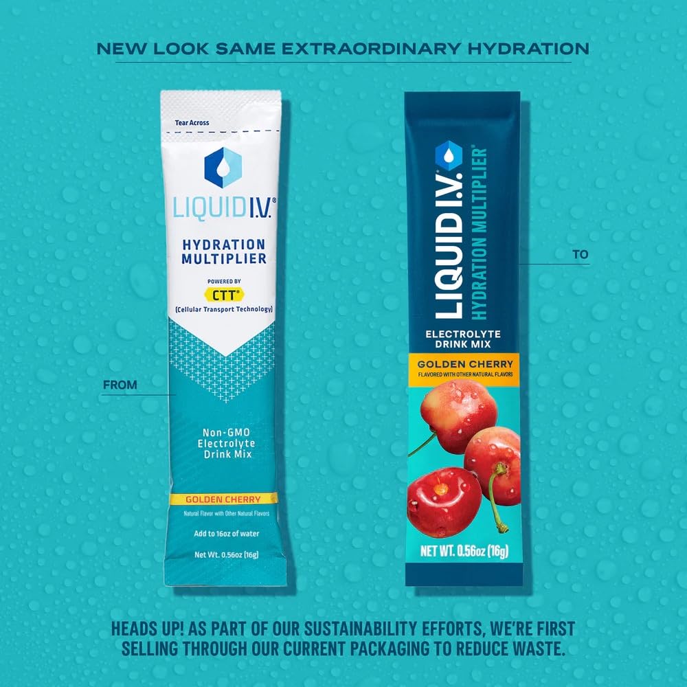 Liquid I.V.® Hydration Multiplier - Golden Cherry | Electrolyte Powder Drink Mix | 1 Pack (16 Servings) Liquid I.V. uk supplements
