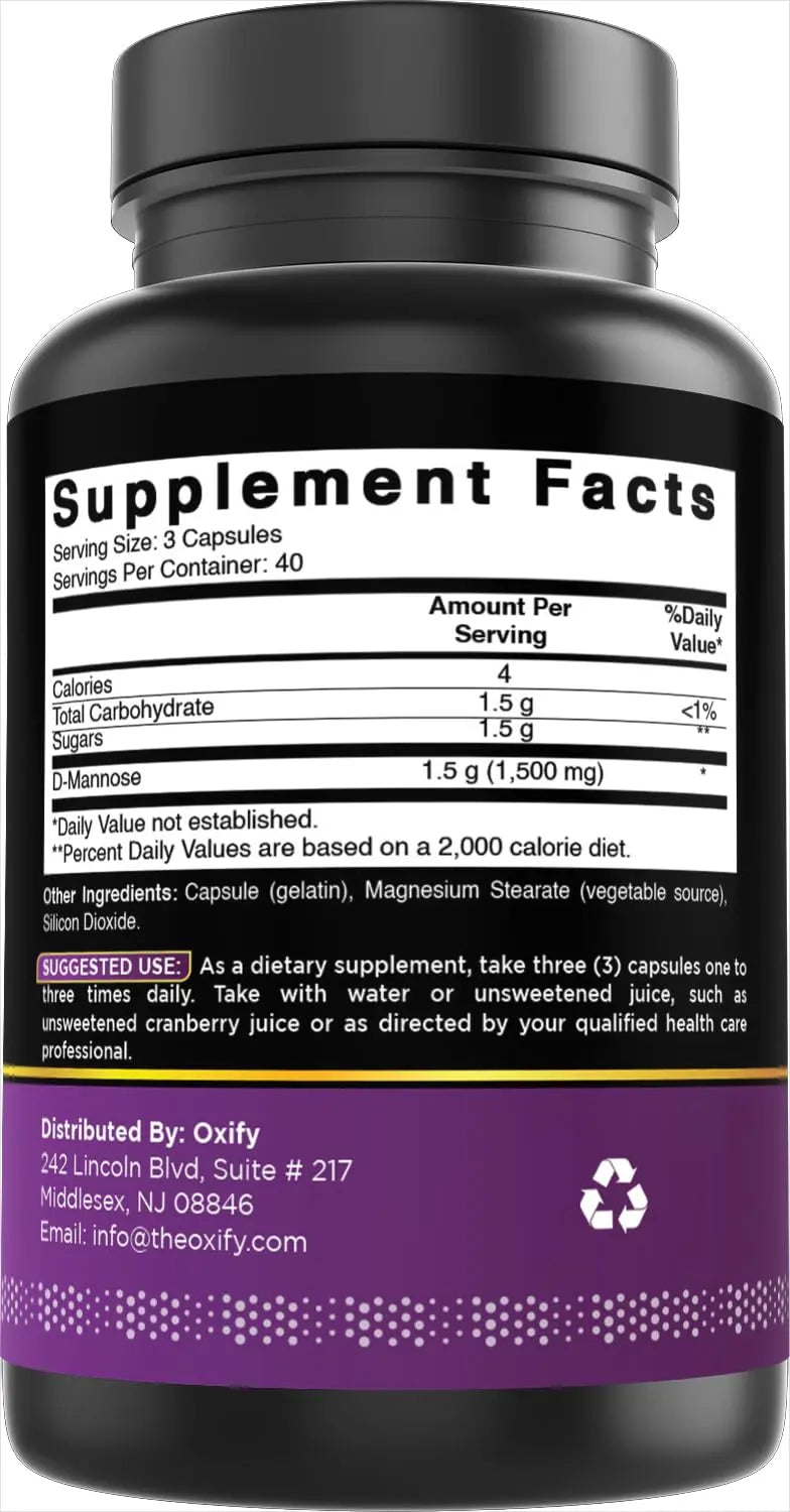 Oxify D-Mannose 1500 mg | 120 Tablets | Gluten-Free, Non-GMO | Supplement Made in USA Oxify uk supplements