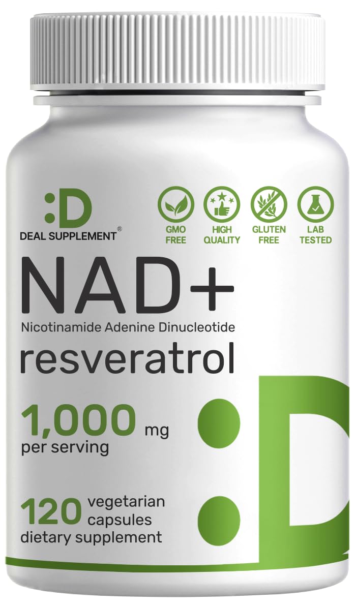 NAD+ Resveratrol Supplement 1,000mg Per Serving, 120 Veggie Capsules | 2-in-1 Extra Strength NMN Supplement Alternative | NAD Supplements for Women & Men | Non-GMO, Gluten Free DEAL SUPPLEMENT uk supplements
