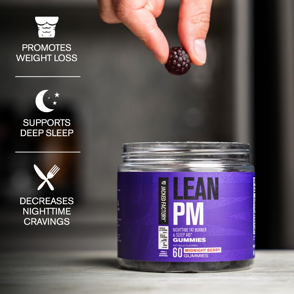Jacked Factory Lean PM Weight Loss Gummies - Night Time Fat Burner & Appetite Suppressant Sleep Supplement with Melatonin & Ashwagandha Jacked Factory uk supplements