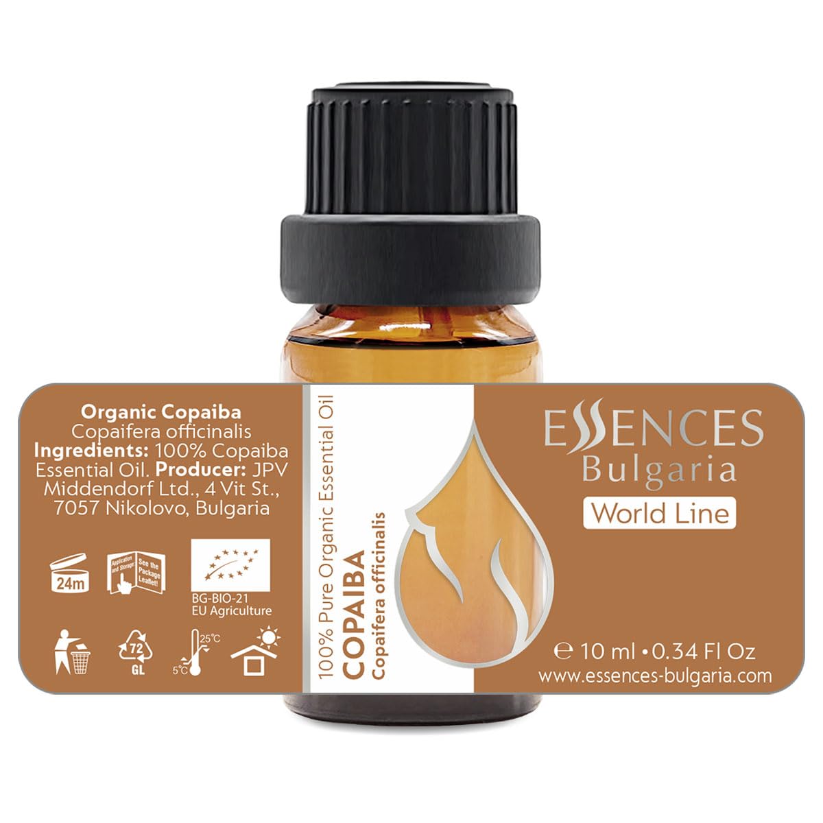 Essences Bulgaria Organic Copaiba Essential Oil 0.34 Fl Oz 10ml Copaifera officinalis - 100% Pure Natural Essences Bulgaria uk supplements