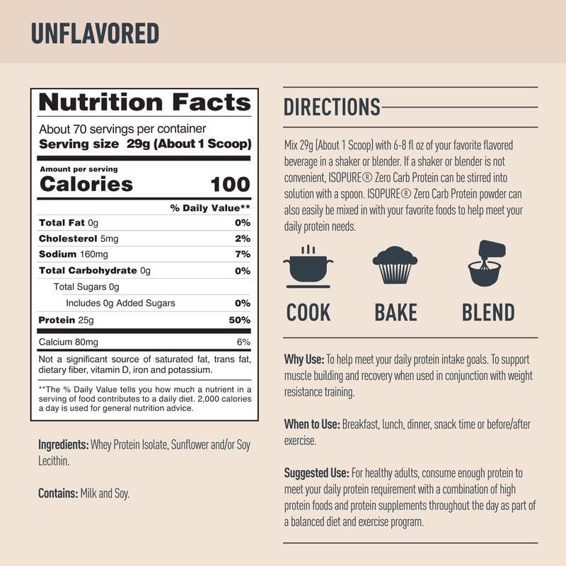 Isopure Zero Carb Unflavored 4.5lb, 70 Servings Isopure uk supplements