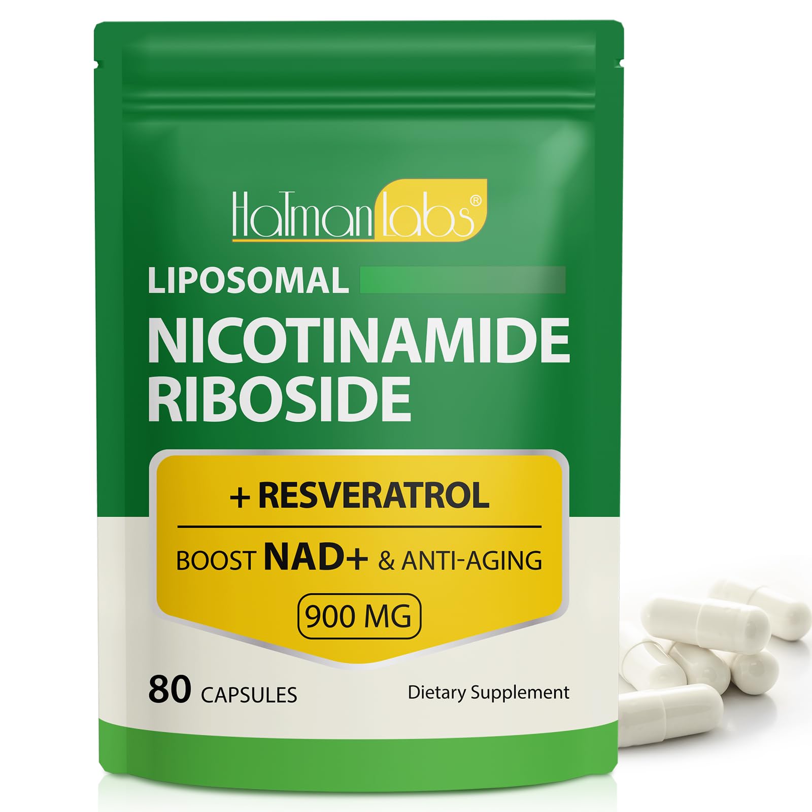 NAD Supplement - Liposomal Nicotinamide Riboside 900mg, Resveratrol, Quercetin - High Purity NAD Supplement for Energy, Support Cellular Health, Stamina & Healthy Aging - Ultra Strength 80 Capsules MXCZBSM uk supplements