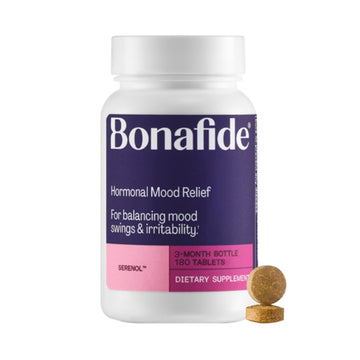 Serenol by Bonafide. Relief from Hormonal Mood Swings, Irritability, & PMS Bloating. — 3-Month Supply (180 Tablets) Bonafide uk supplements