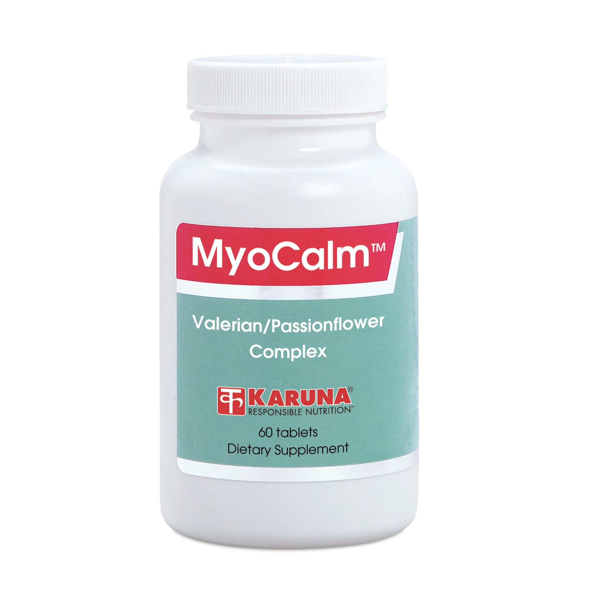 MyoCalm 60 Vegetarian Capsules | Valerian 175mg, Passion Flower 100mg, Black Cohosh 100mg, Calcium 75mg, Magnesium 75mg, b3(niacinamide), b6(Pyridoxine HCI) Karuna uk supplements