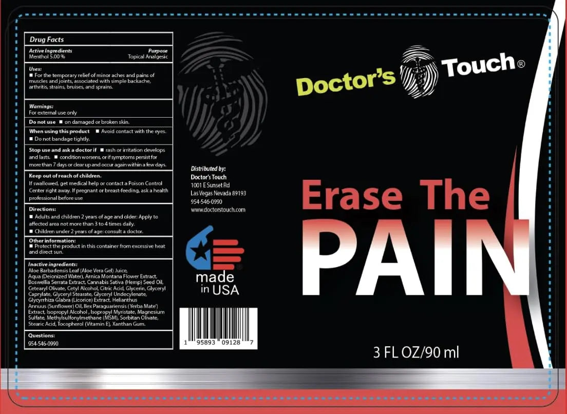 Doctor's Touch Erase The Pain Relief Roll On - Fast Acting Topical Pain Relief Roll On for Nerves, Joints, All Muscle Soreness and Discomfort - Roll on Muscle Pain Relief Doctor's Touch uk supplements