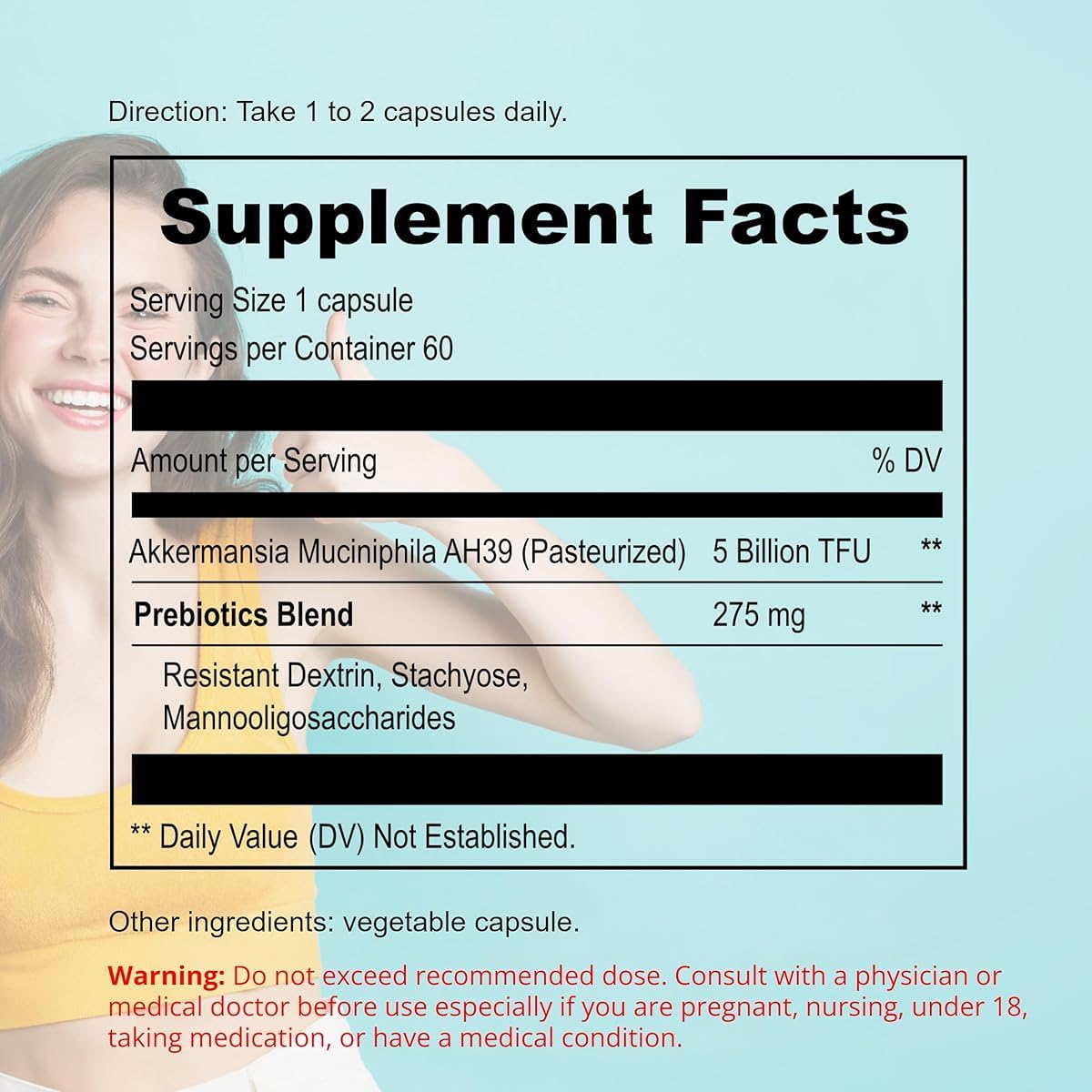 UpNourish Probiotics for GLP-1 Support, 5 Billion TFU Akkermansia Muciniphila for Digestive Health, Leaky Gut, Immunity and Metabolic Health, Prebiotics and Probiotics for Women and Men, 60 Capsules UpNourish uk supplements
