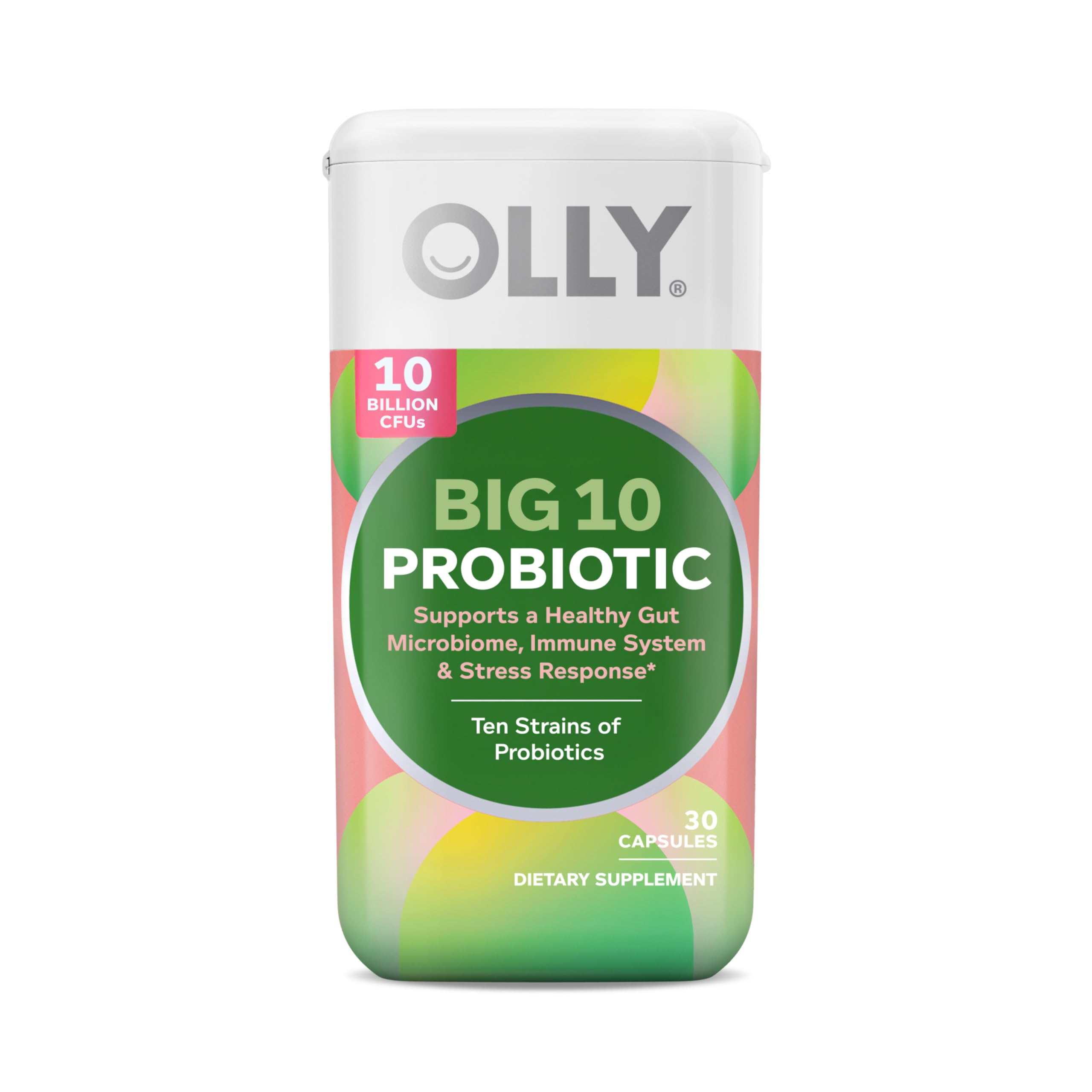 OLLY Big 10 Probiotic, Supports a Healthy Gut Microbiome,* 10 Billion CFUs, 30 Day Supply - 30 Count OLLY uk supplements