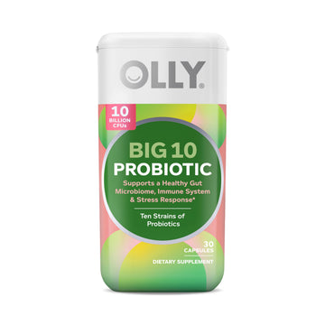 OLLY Big 10 Probiotic, Supports a Healthy Gut Microbiome,* 10 Billion CFUs, 30 Day Supply - 30 Count OLLY uk supplements