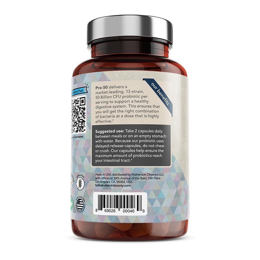 Vitamin Bounty Pro-50 Probiotics - 13 Probiotic Strains, Gut Health, Digestive Health Vitamin Bounty uk supplements