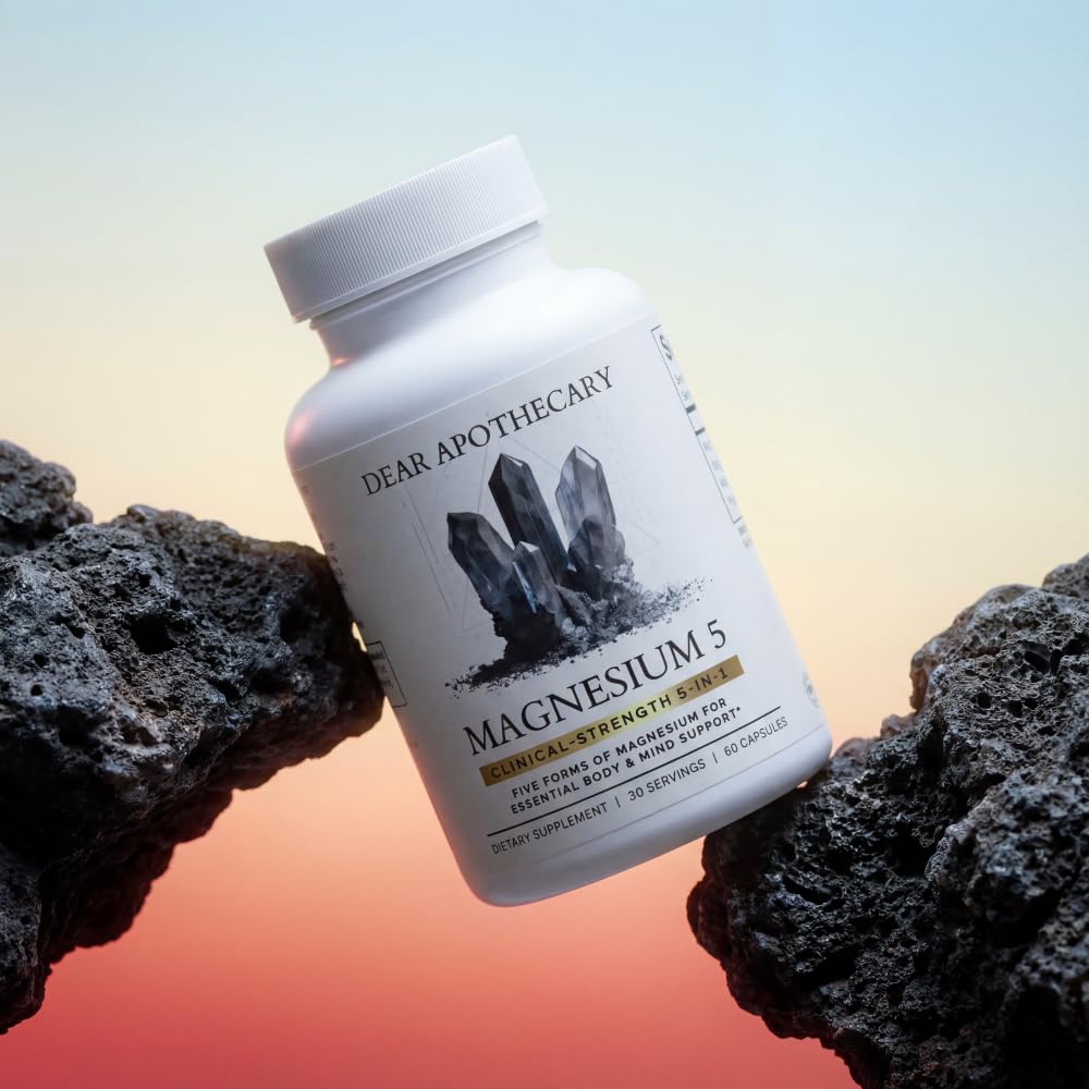 Magnesium Complex Supplement - 5 Forms Citrate Glycinate Malate Oxide Aquamin - Multi Magnesium Blend - High Absorption Chelated - Essential Mineral - Non-GMO Gluten-Free - 60 Capsules Dear Apothecary uk supplements