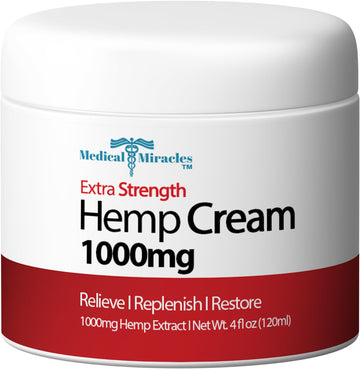 Medical Miracles Hemp Cream - Ideal for Hips, Joints, Neck, Back, Elbows, Fingers, Hands, and Knees (1000mg) Now NEW 4OZ Size Medical Miracles uk supplements