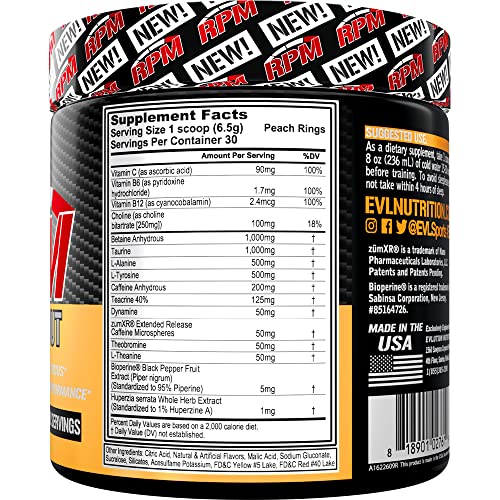 Pre Workout Powder for Energy and Focus - EVL RPM Energy Pre Workout Energy Drink Evlution uk supplements