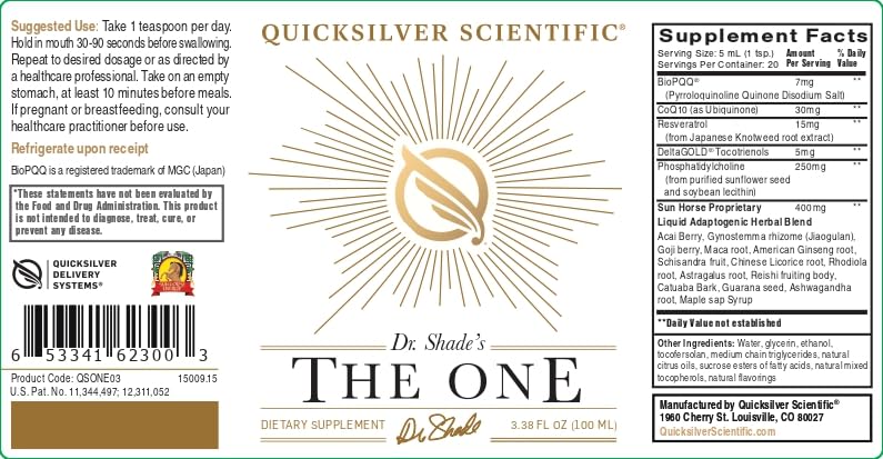 Quicksilver Scientific The ONE Mitochondrial Elixir - Mitochondria Supplement to Support Cellular Health with Phosphatidylcholine, Resveratrol, Reishi Mushroom & CoQ10 Liquid (3.38 Fl oz / 100ml) Quicksilver Scientific uk supplements