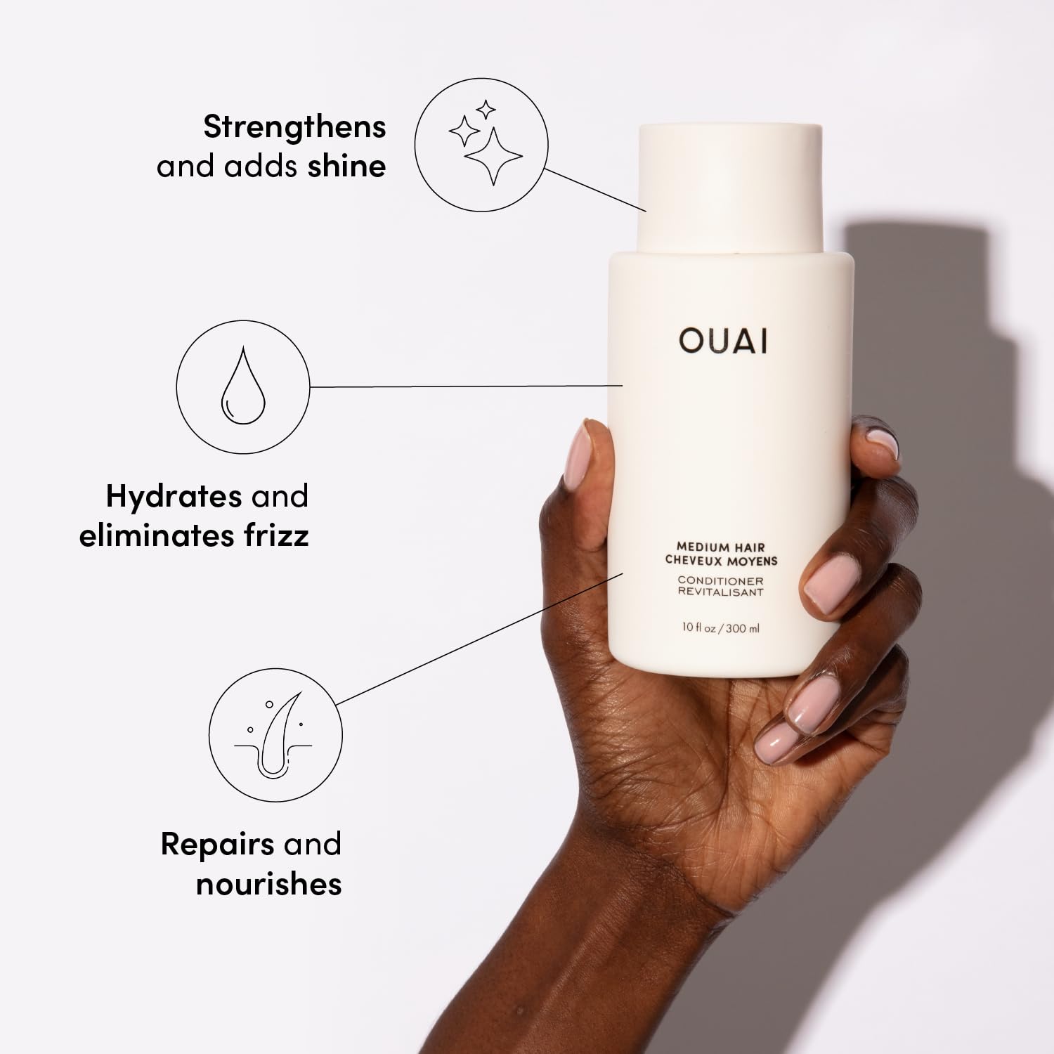 OUAI Medium Hair Shampoo and Conditioner Set - Sulfate-Free Shampoo and Conditioner for Women & Men - Made with Keratin, Shea Butter & Avocado Oil - Free of Parabens & Phthalates (10 Fl Oz) OUAI uk supplements