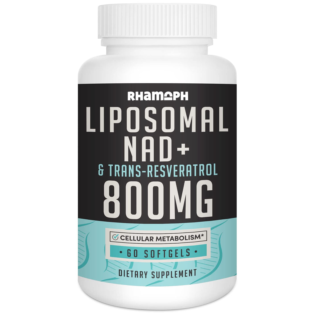 Rhamoph Liposomal NAD+ 800 mg with Trans-Resveratrol 300 mg, Max Absorption, Actual NAD+ Boosting Supplement for Healthy Aging, Cellular Energy, DNA Repair, Longevity - 60 Softgels Rhamoph uk supplements