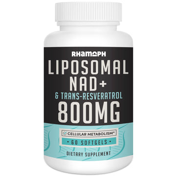 Rhamoph Liposomal NAD+ 800 mg with Trans-Resveratrol 300 mg, Max Absorption, Actual NAD+ Boosting Supplement for Healthy Aging, Cellular Energy, DNA Repair, Longevity - 60 Softgels Rhamoph uk supplements