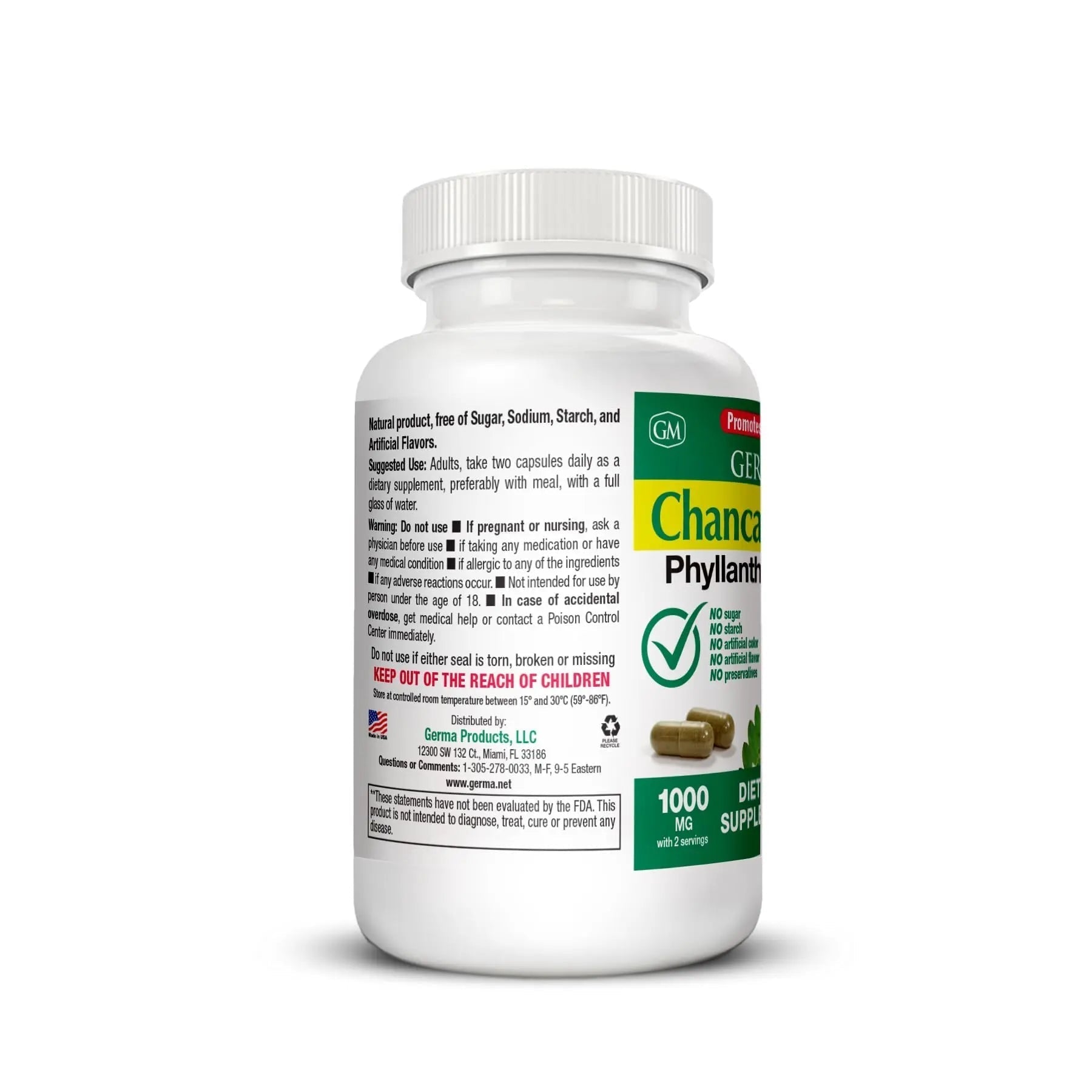 Germa Chanca Piedra Supplement – 500mg Phyllanthus Niruri – Traditional Stone Breaker Herb for Urinary & Kidney Support – Rainforest Botanical – 100% Natural Vegan Capsules, 100 Count Germa uk supplements