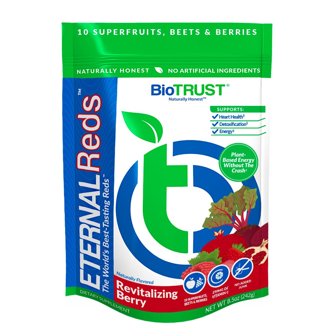 BioTrust Eternal Reds, Red Superfoods Powder, Support for Heart Health and Circulation, Energy, Stamina, No Added Sugar or Caffeine, Naturally Flavored and Sweetened, Berry Flavor (30 Servings) BioTrust uk supplements