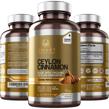 SMART NUTRA LABS Organic Ceylon Cinnamon Supplement 1200mg per SMART NUTRA LABS uk supplements