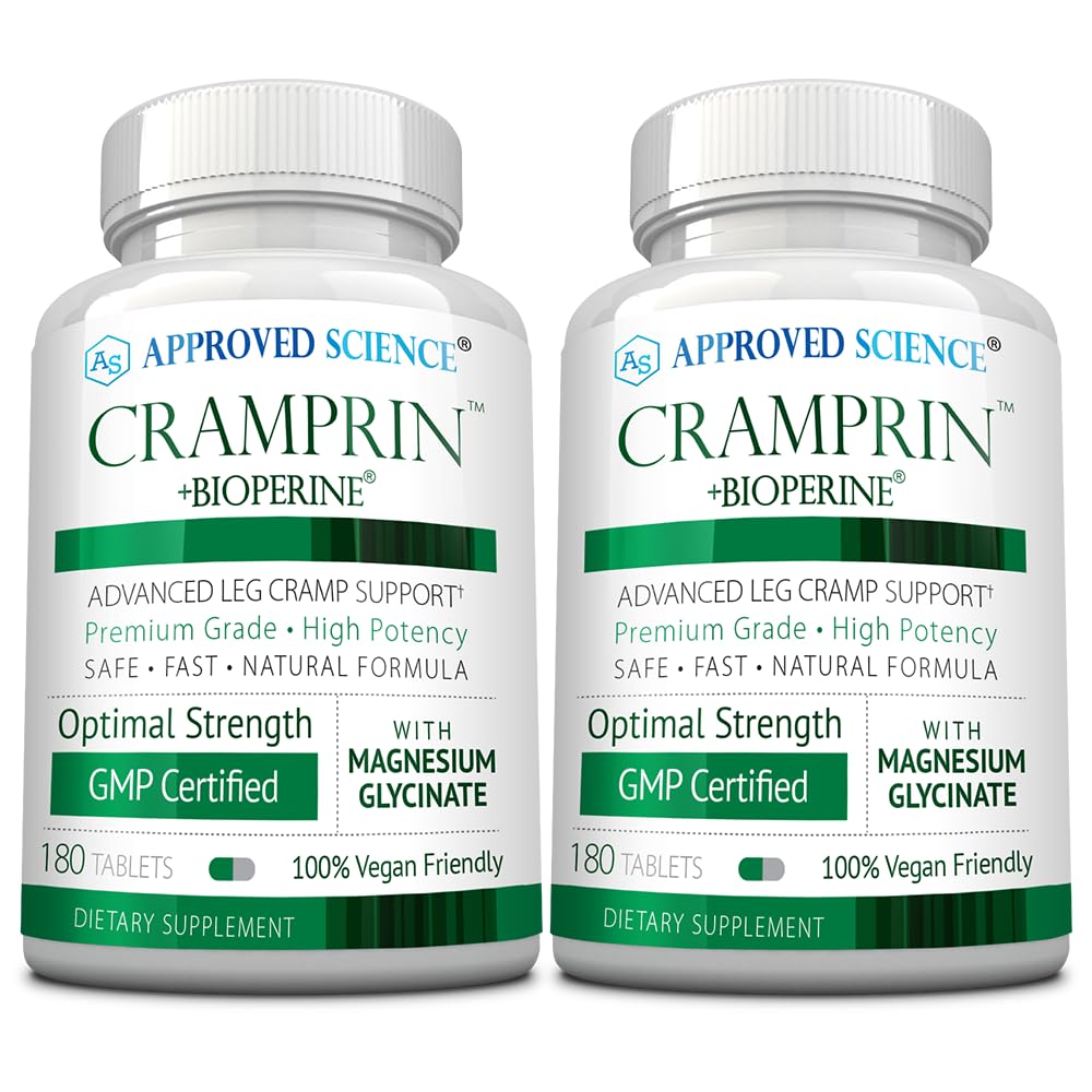 Approved Science Cramprin - High Absorption Magnesium, Vitamin B Complex, BioPerine - Muscle Cramps - 6 Month Supply - 2 Bottles - Vegan Approved Science uk supplements