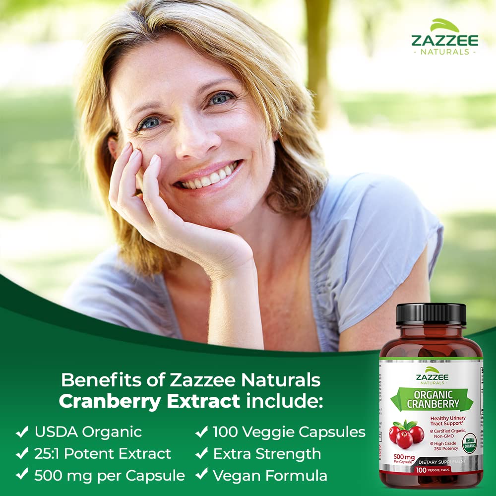 Zazzee USDA Organic Cranberry 25:1 Extract, 12,500 mg Strength, 100 Vegan Capsules Zazzee uk supplements