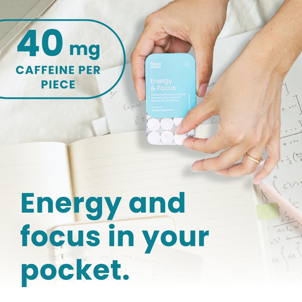 NeuroGum Energy Caffeine Mints (144 Pieces) - Sugar Free with L-theanine + Natural Caffeine + Vitamin B12 & B6 - Nootropic Energy & Focus Supplement for Women & Men - Keto & Vegan, Peppermint Flavor NeuroGum uk supplements