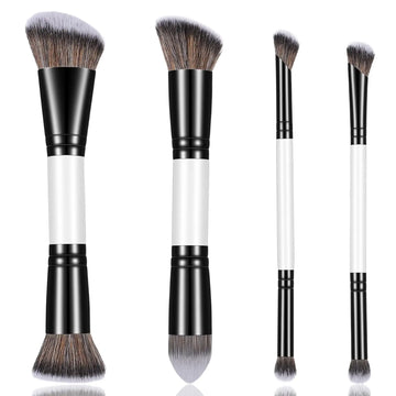 KFHENSOM 4PCS Foundation Contour Conceal Brush Set Dual-Ended Makeup Brushes Set Professional Powder Blush Concealer Eyeshadow Kabuki Foundation Brush Kit for Liquid Loose Powder Cream KFHENSOMR uk supplements