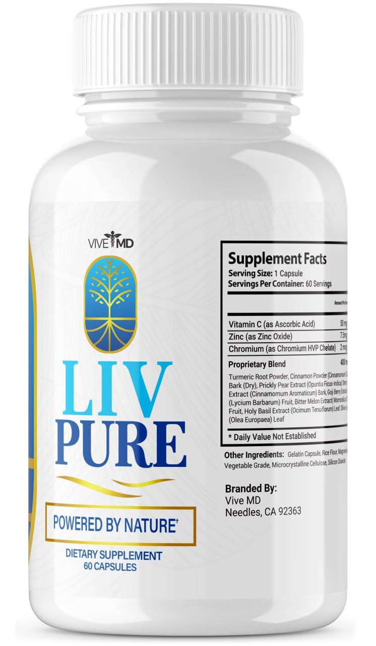 Liv Pure Capsules - Official Formula - Liv Pure Liver Detox Cleanse & Repair - Liver Supplem VIVE MD uk supplements